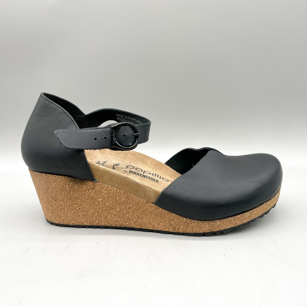 Birkenstock Papillio Womens 42 11 Mary Wedge Sandals Black Leather Cottage Boho